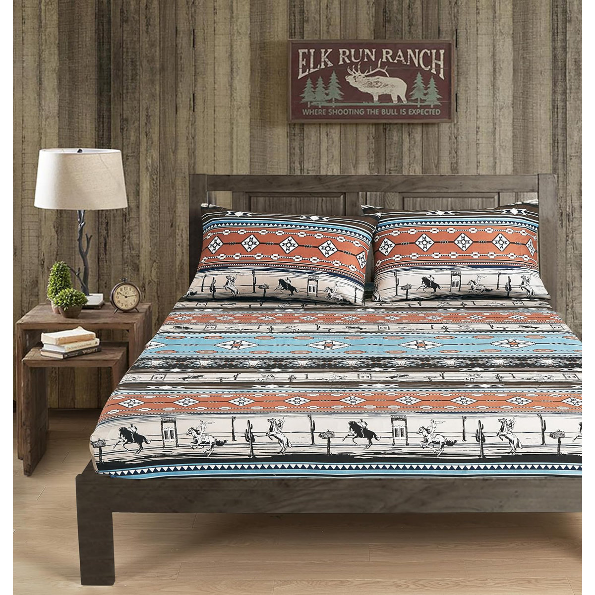 Lodge Cabin Cotton Flannel Sheet Set, Queen, 4 Piece, Assorted
